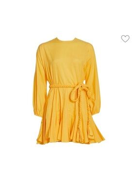 RHODE Yellow Long-Sleeve Mini Dress with Braided Tie